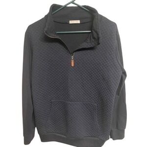 Barlver Mens Navy‎ Blue Quilted Quarter Zip Pullover Sweatshirt Size Large